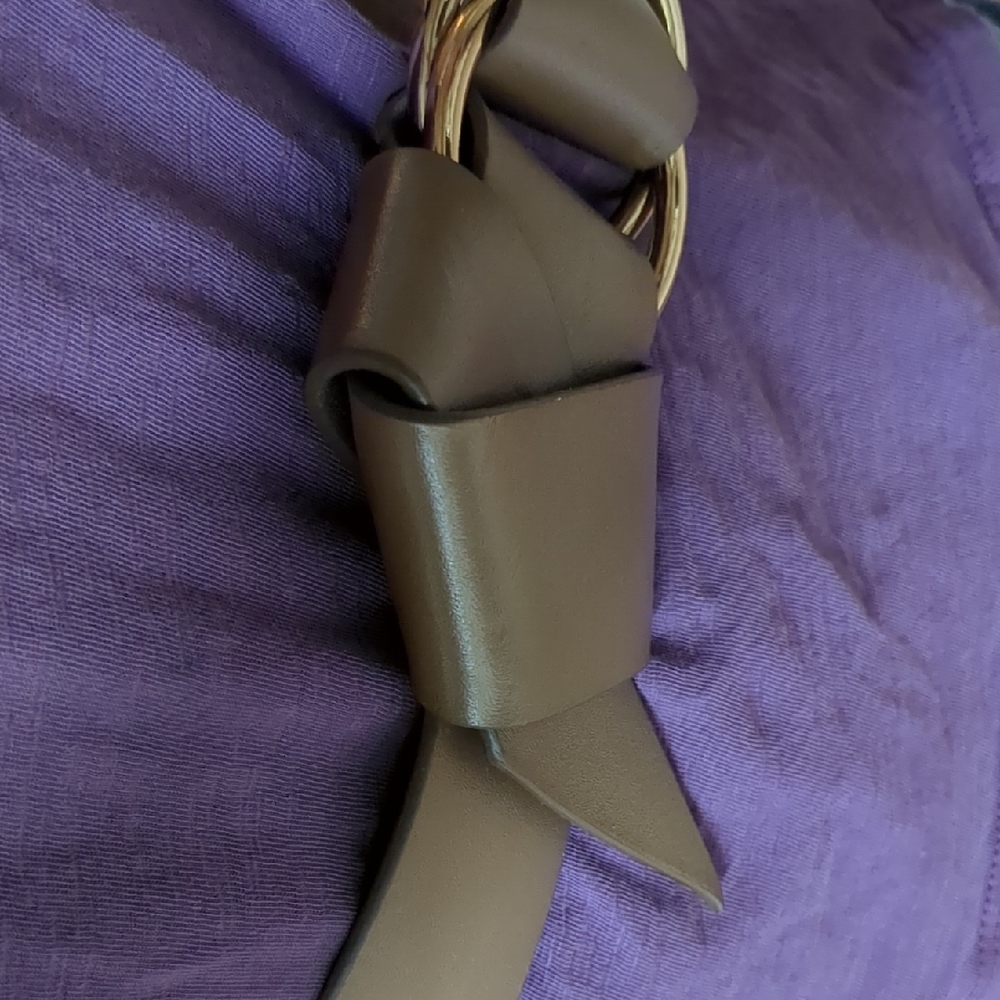 Brown Leather Belt with Gold Buckle